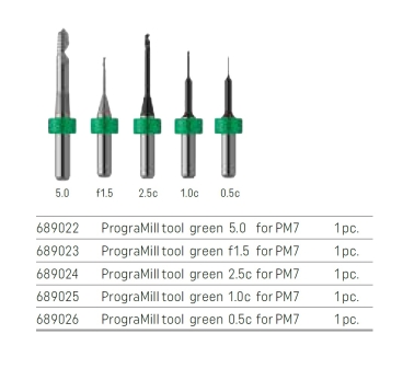 PrograMill Tools for PMMA / DCL (green)