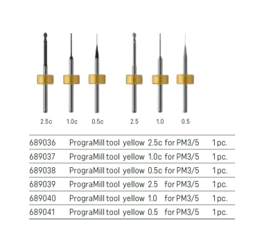 PrograMill Tools for Zirconium Oxide (yellow)
